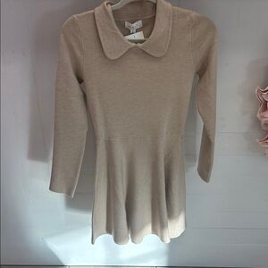 Elegant Beige Long-Sleeve Dress